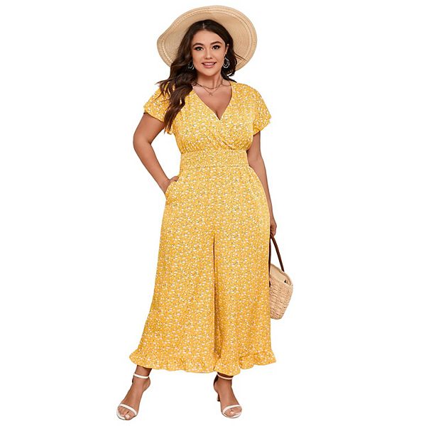 

Комбинезон Wonder plus size с короткими рукавами и эластичным поясом Xuba, Yellow