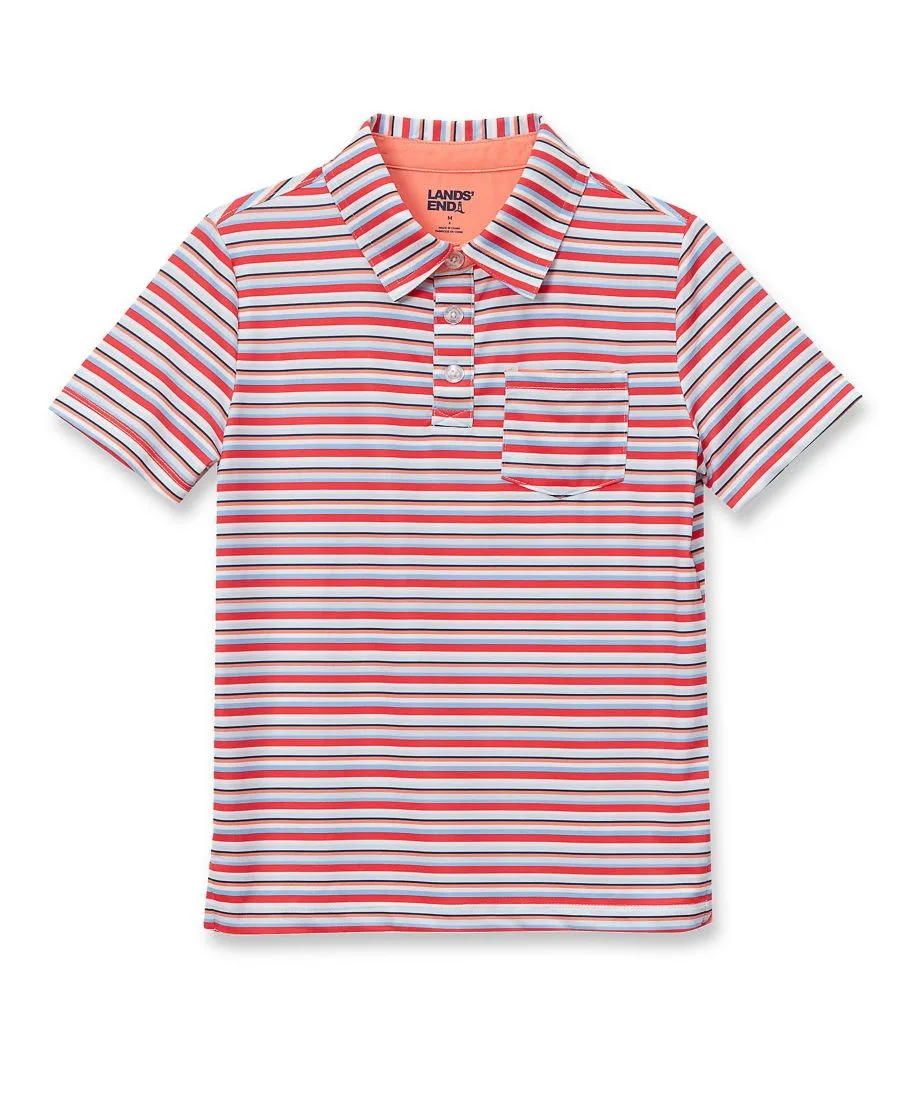 Детские поло с коротким рукавом для активного отдыха Lands' End, Peach Stripe