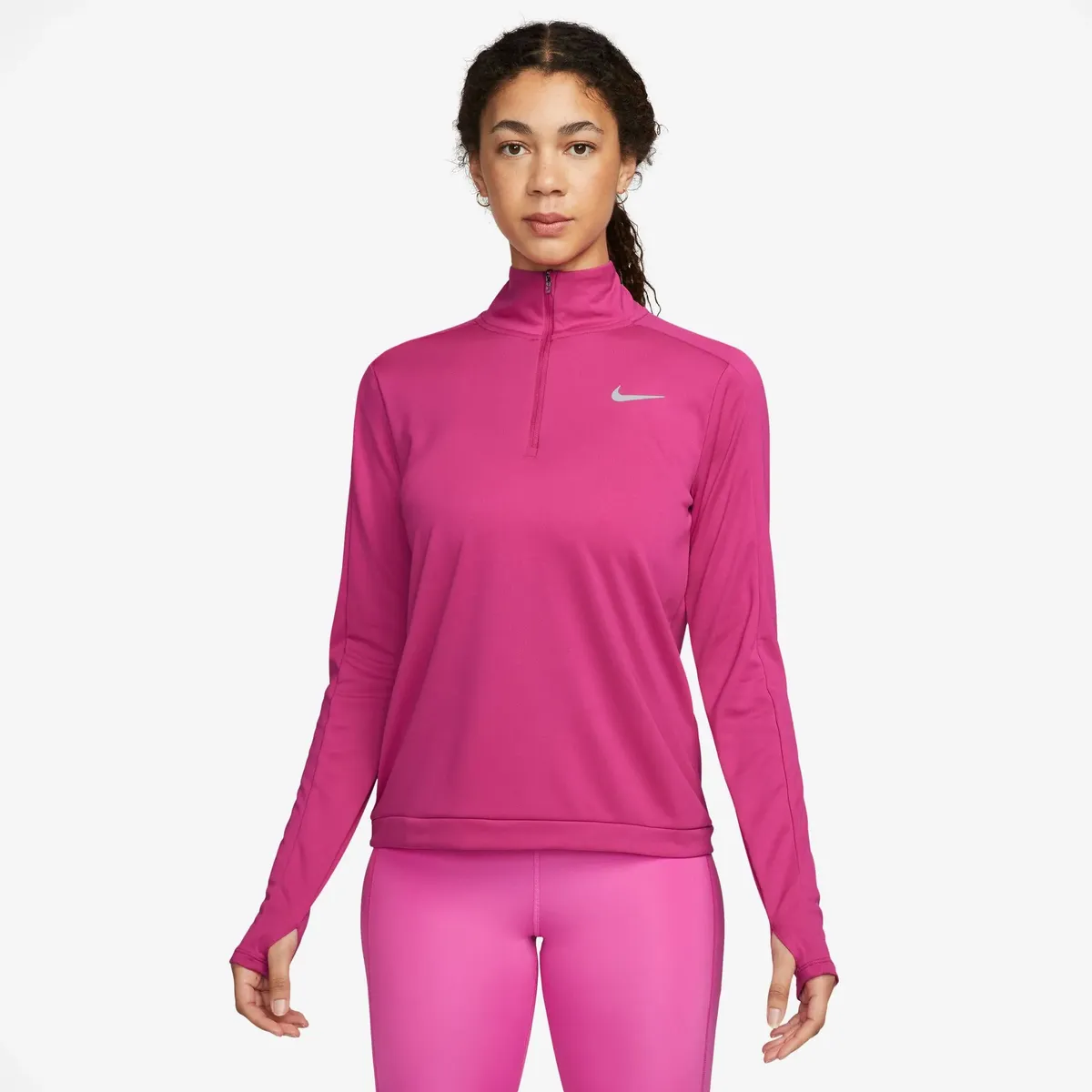 

Футболка для бега Nike "DRI-FIT PACER WOMEN'S ПУЛОВЕР НА 1 МОЛНИИ", цвет Fireberry/Reflective Silv