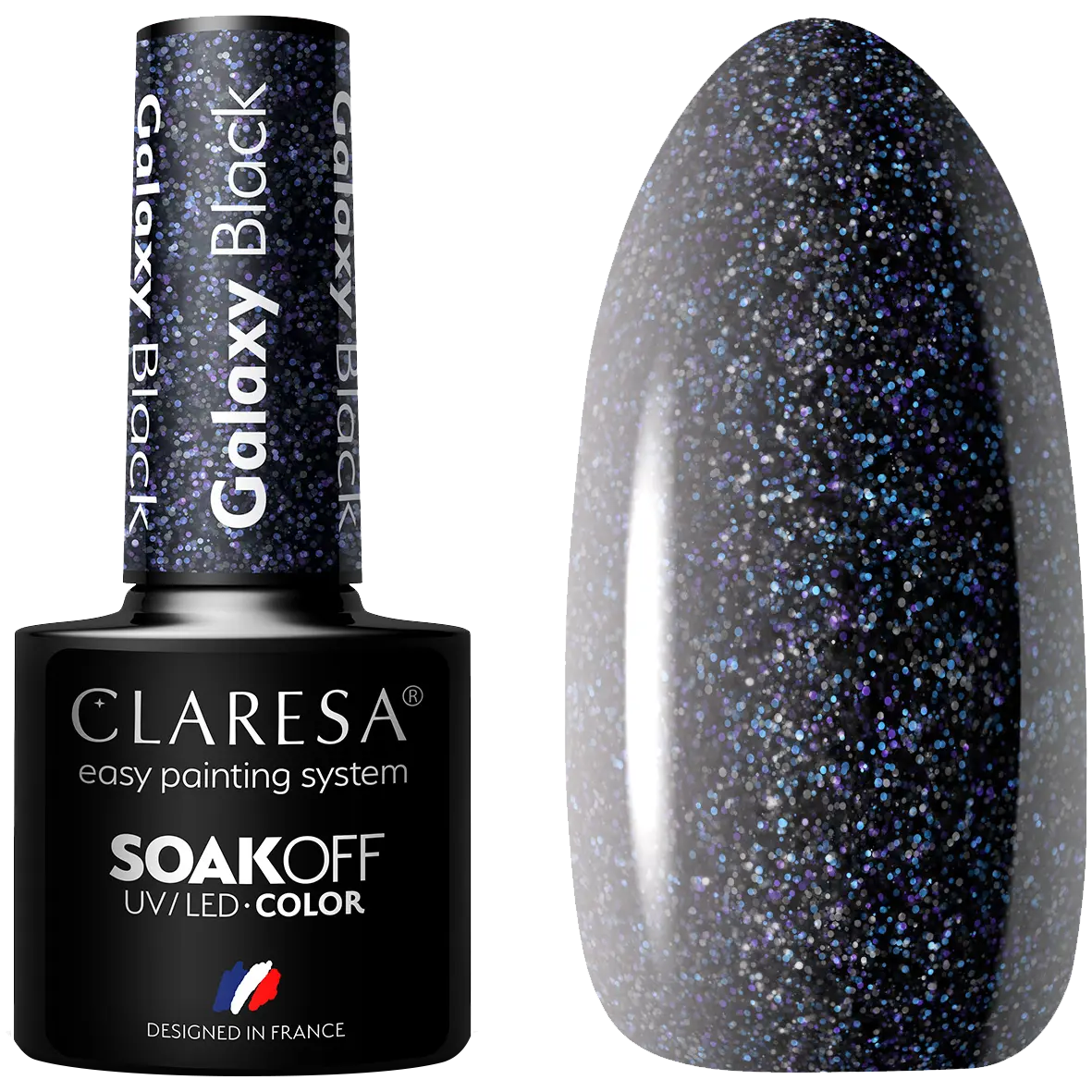 

Гибридный лак для ногтей черный Claresa Galaxy, 5 гр