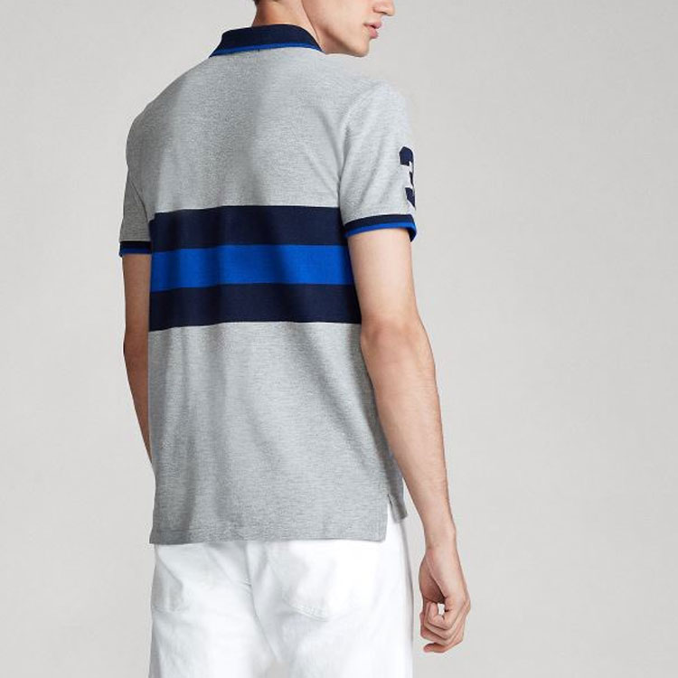 Футболка поло мужская серая Polo Ralph Lauren — фото 4