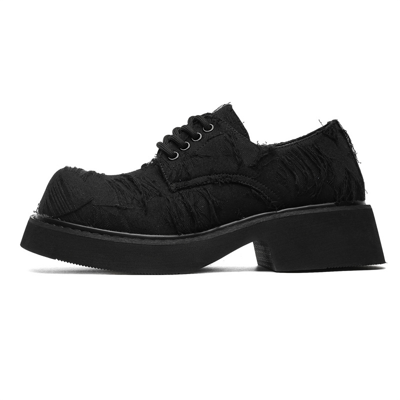 

WEISHIBANGWEI Мужские повседневные туфли черные с потайной платформой, цвет Black Hidden Wedge