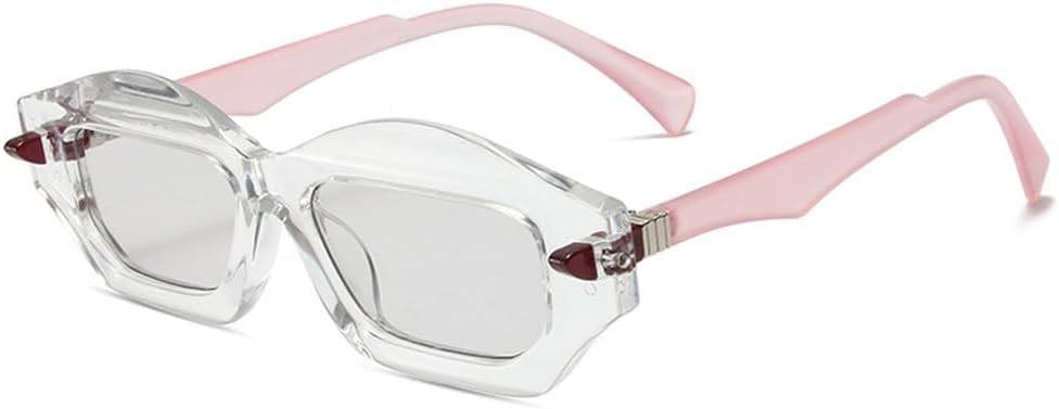 

Модные уникальные солнцезащитные очки в форме многоугольного кошачьего глаза, двухцветные, для женщин и мужчин, в стиле ретро, ​​с заклепками и градиентным переходом цвета TKKTLLT, Clear Light Gray