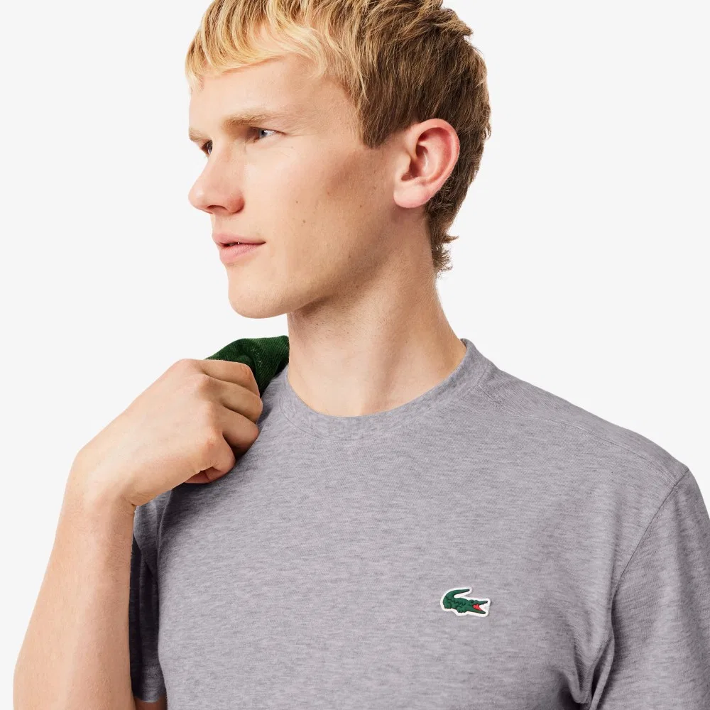 Мужская базовая тренировочная футболка меланжево-серая от Lacoste — фото 2