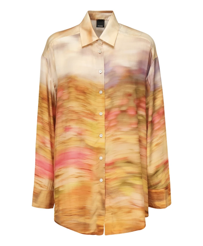 

Атласная рубашка с пейзажным принтом Pinko, мультиколор