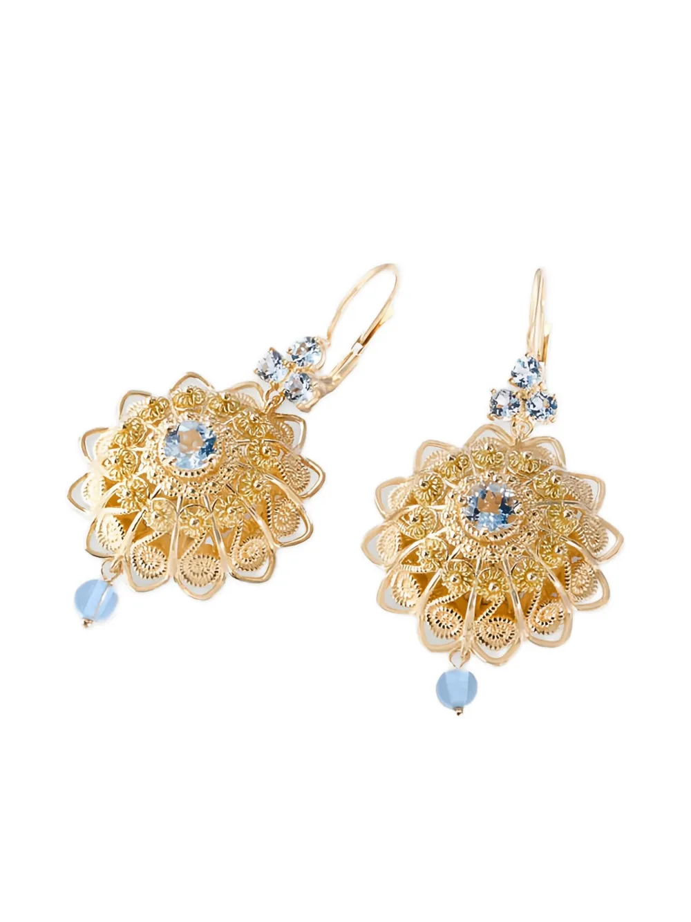 

Серьги из желтого золота 18 карат с филигранными аквамаринами DOLCE & GABBANA, золотой
