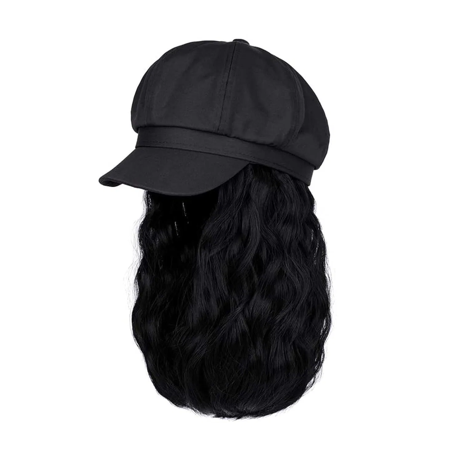 Женская шляпа-парик с беретом и короткой волнистой стрижкой боб Wuodhtw, Black Hat-1B