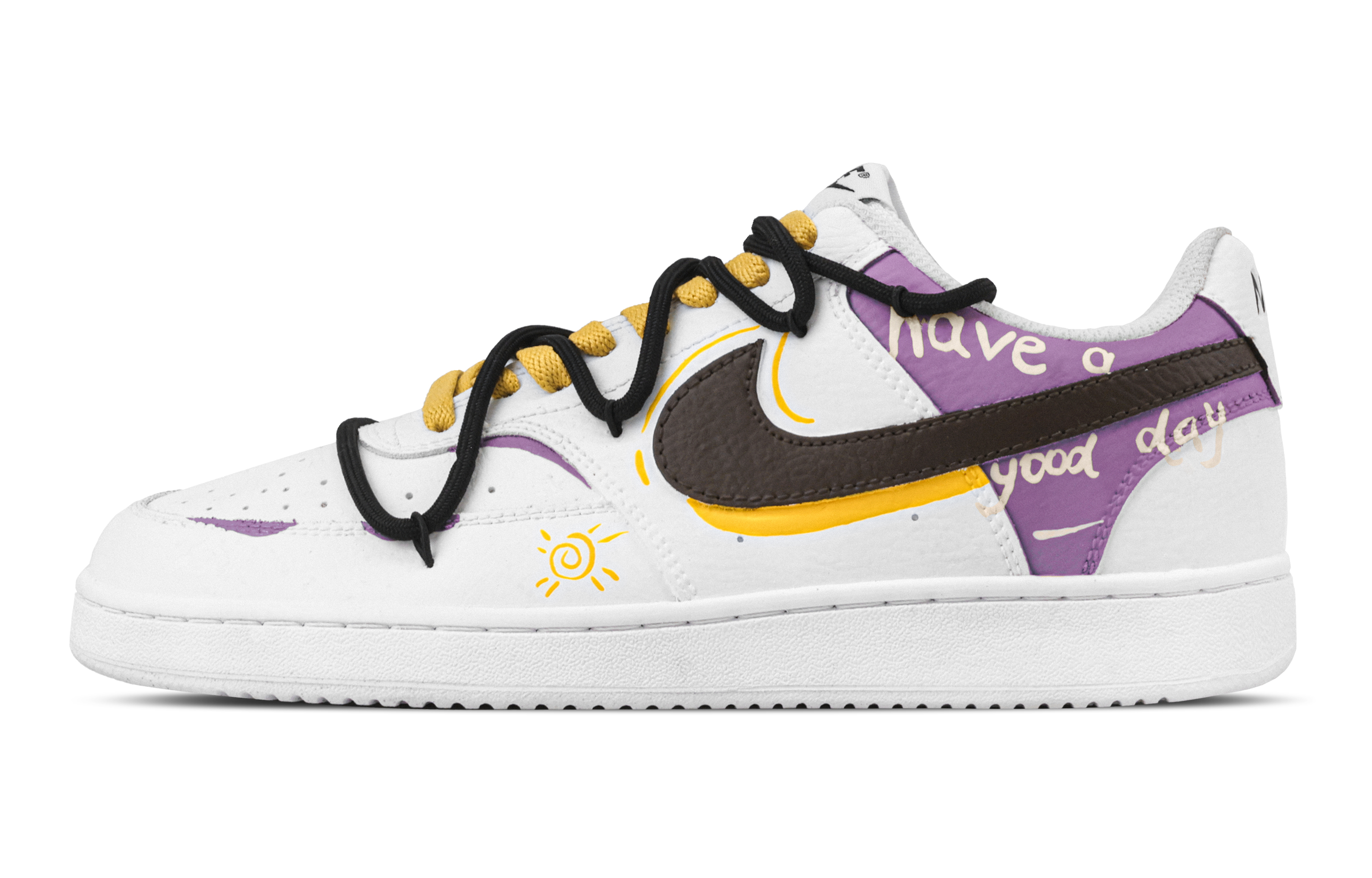 

Nike Кроссовки Court Vision 1 Summer Party с низким верхом, устойчивые к истиранию, мужские, фиолетово-желтые
