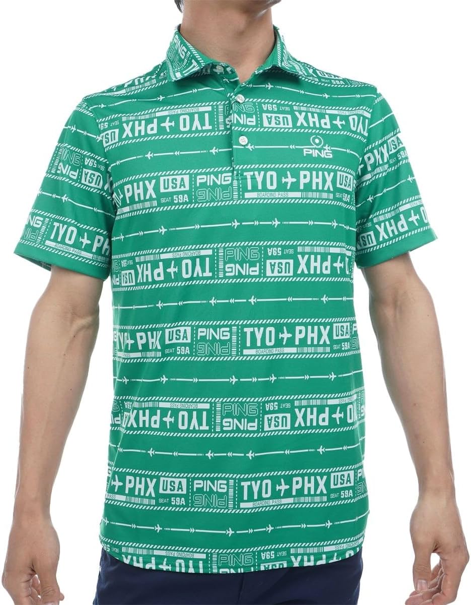 

Мужская поло-рубашка с коротким рукавом Pin Apparel 621-5160219 (жаккардовый узор в виде билета) / для гольфа Ping, зеленый