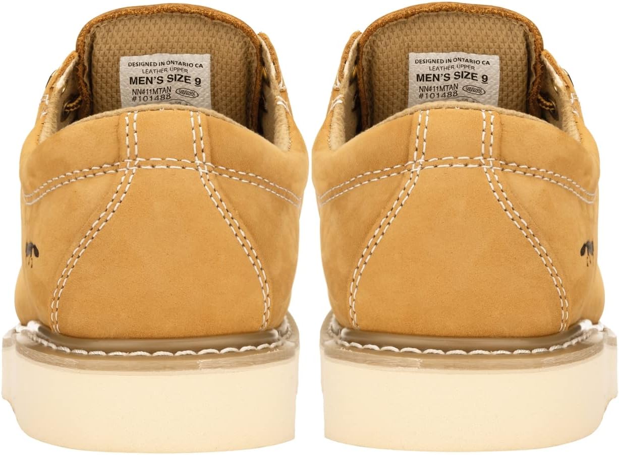 Мужские кожаные оксфорды Golden Fox Work Shoe 4 с мягким носком для строительства и повседневной носки, Tan-nb — фото 3