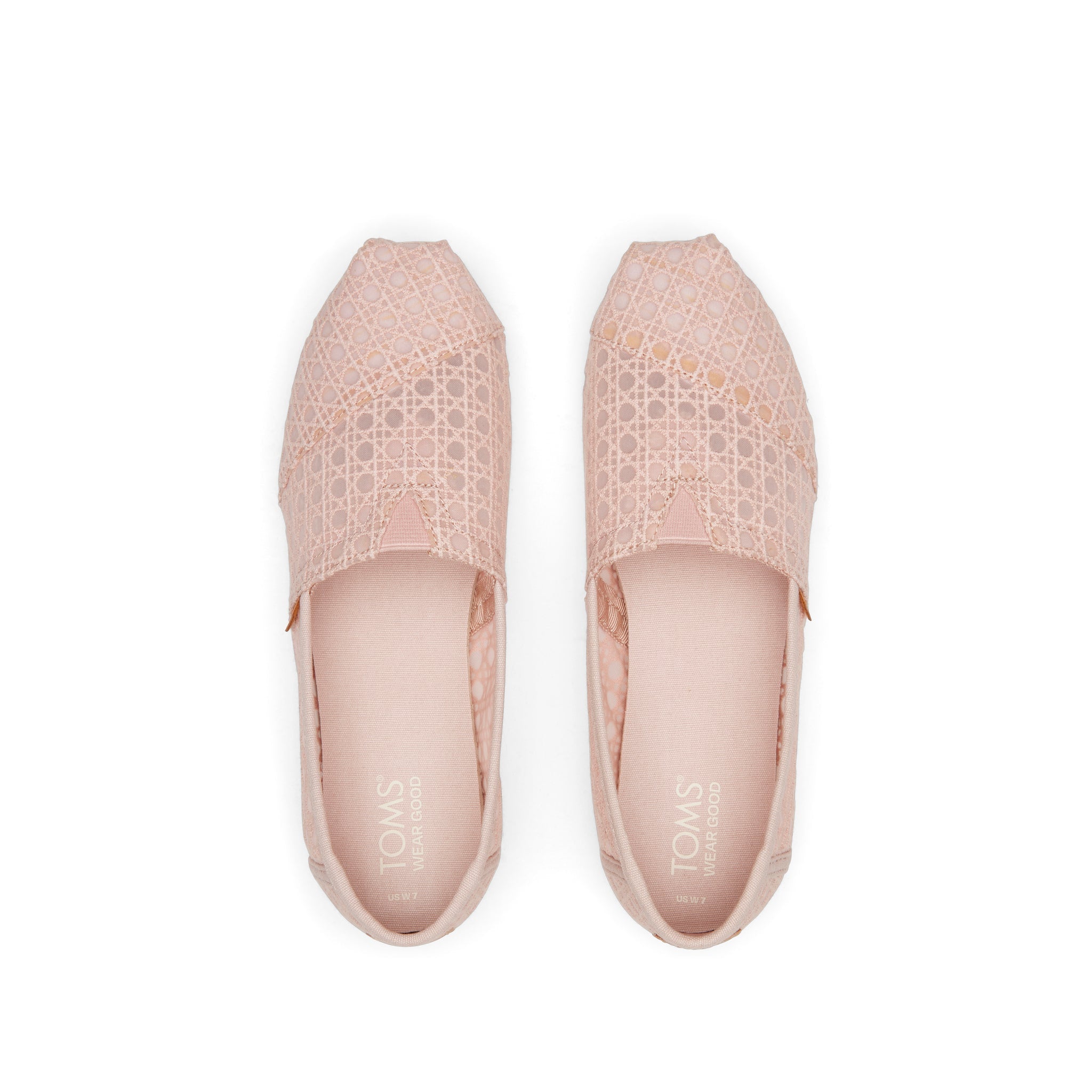 Балетки Alpargata розовые с плетеной корзинкой и кружевом TOMS Shoes — фото 4