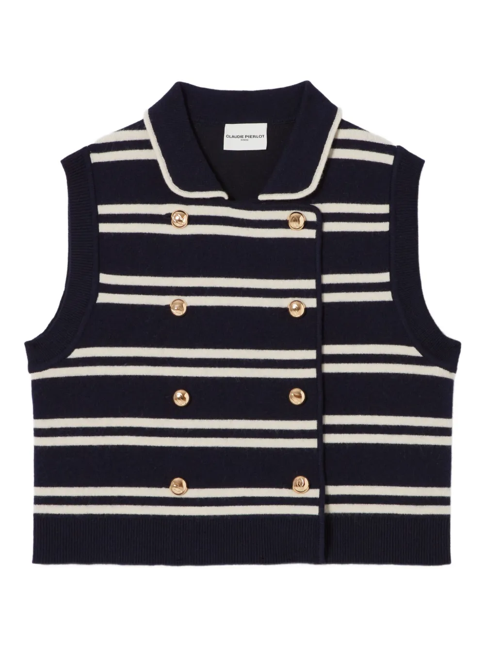 

Двубортный кардиган в полоску Claudie Pierlot, синий