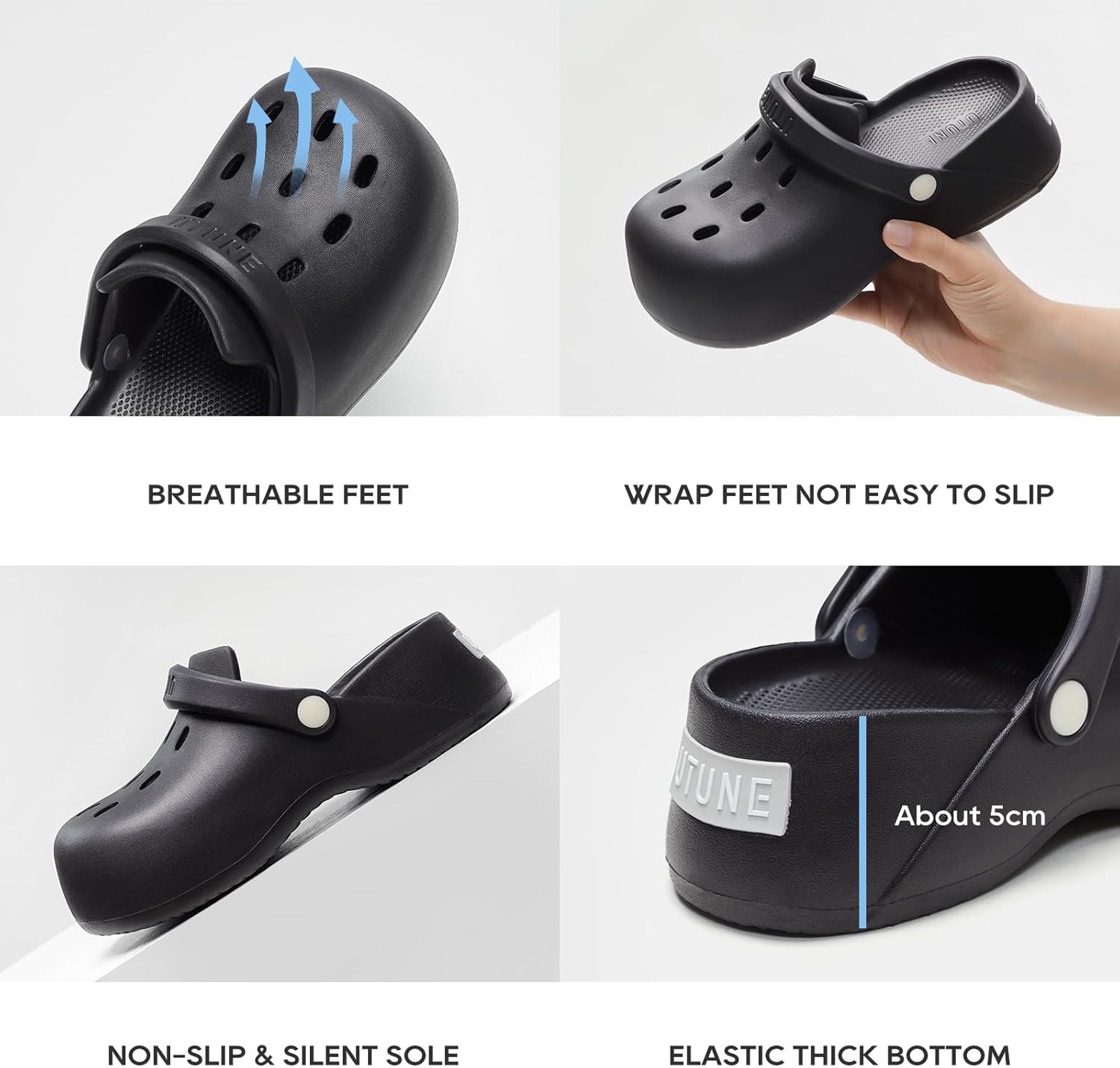 Мужские и женские слипоны-муляжи Utune для женщин - легкие с амортизирующей стелькой, черный — фото 3