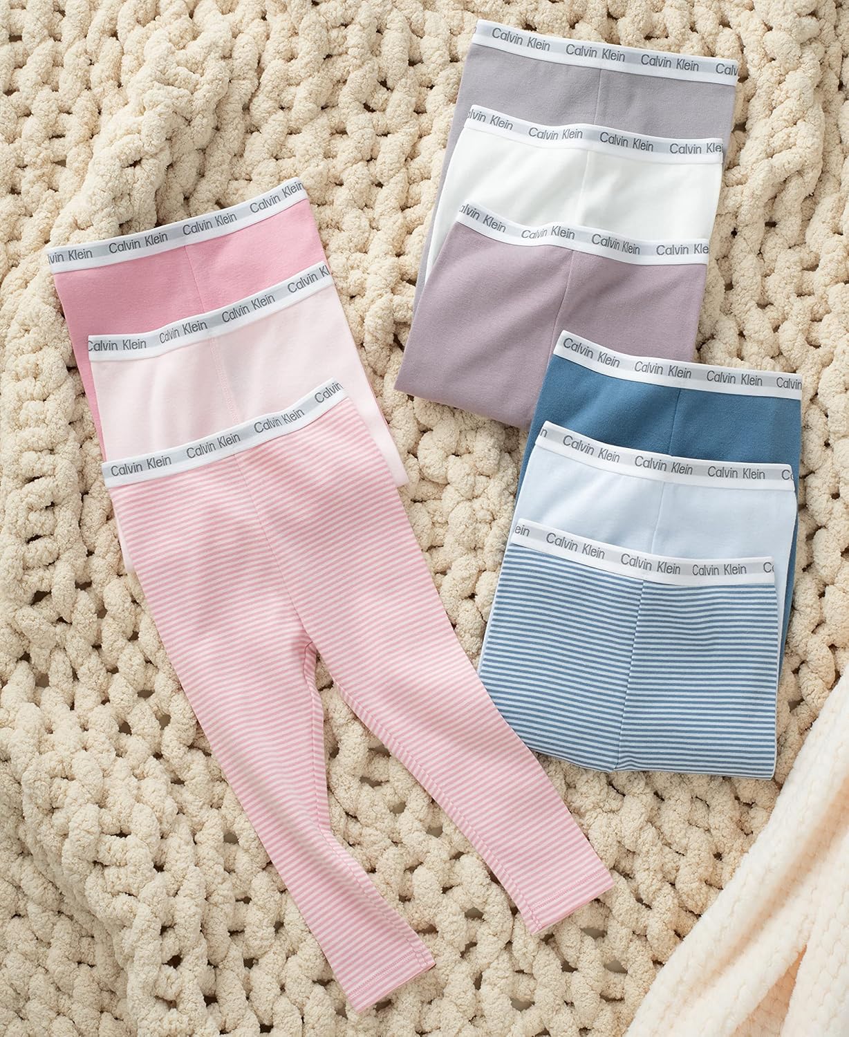 Комплект из 3 хлопковых брюк Calvin Klein Baby-Boys, повседневная одежда, ультрамягкие и удобные., Baby Blue/Coronet Blue — фото 3