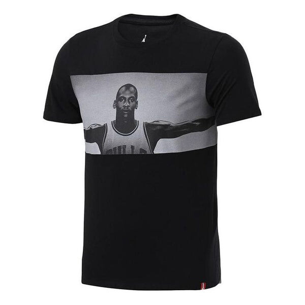 

Футболка Men's Air Jordan Character Printing Round Neck Pullover Short Sleeve Black T-Shirt, мультиколор