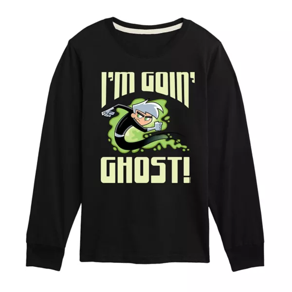 

Футболка с длинным рукавом с принтом «Danny Phantom I'm Goin' Ghost» для мальчиков 8-20 лет Nickelodeon, черный