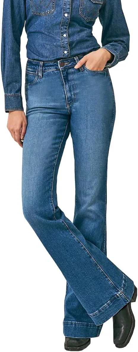 

Женские джинсы с высокой талией и расклешенными штанинами TACSTRUN