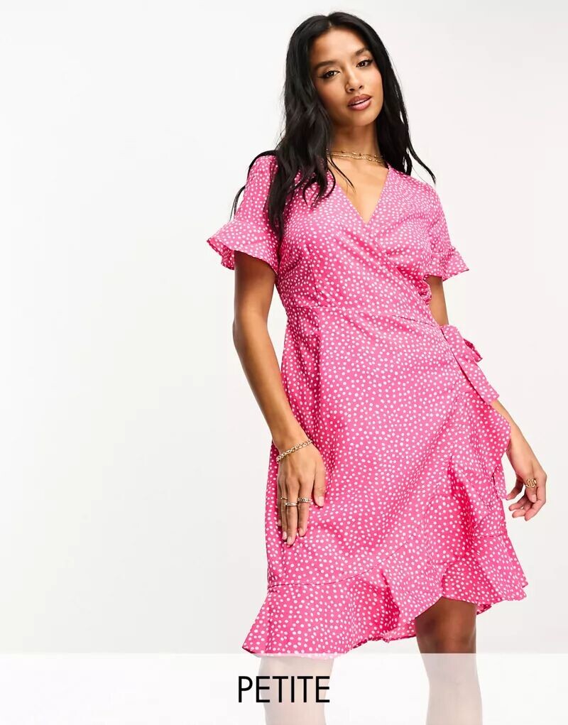 

Розовое платье мини с запахом в горошек Vero Moda Petite