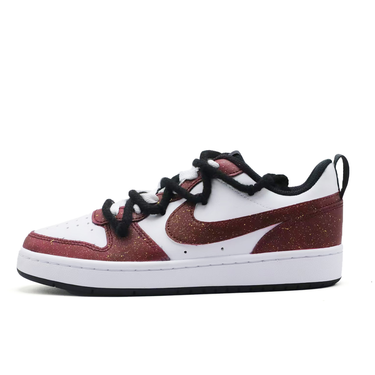 

Court borough low 2 нескользящие устойчивые к истиранию low top скейтборд обувь kids' Nike, черный белый красный