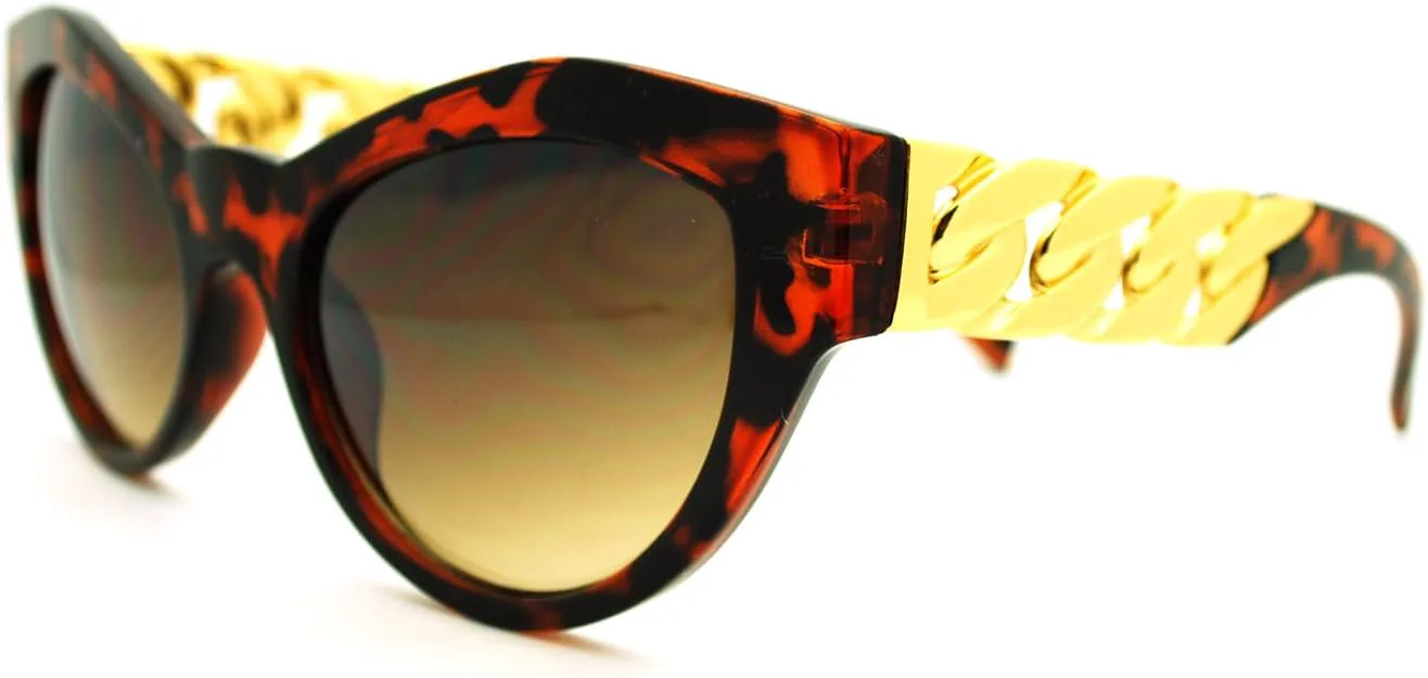 

Женские модные солнцезащитные очки с дизайнерской оправой в виде цепочки, овальной формы, «кошачий глаз», защита от УФ-излучения 400 JuicyOrange, Tortoise