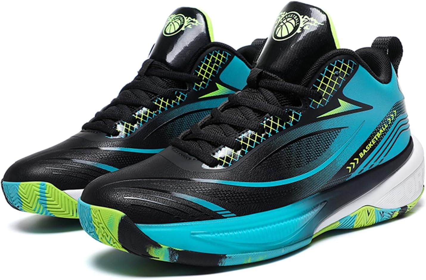 

Мужские высокие кроссовки с шнуровкой, противоскользящие, амортизирующие, из кожи, с круглым носком, повседневные спортивные туфли, подходят для тренировок, тенниса, бадминтона и бега Qaoterod, черный