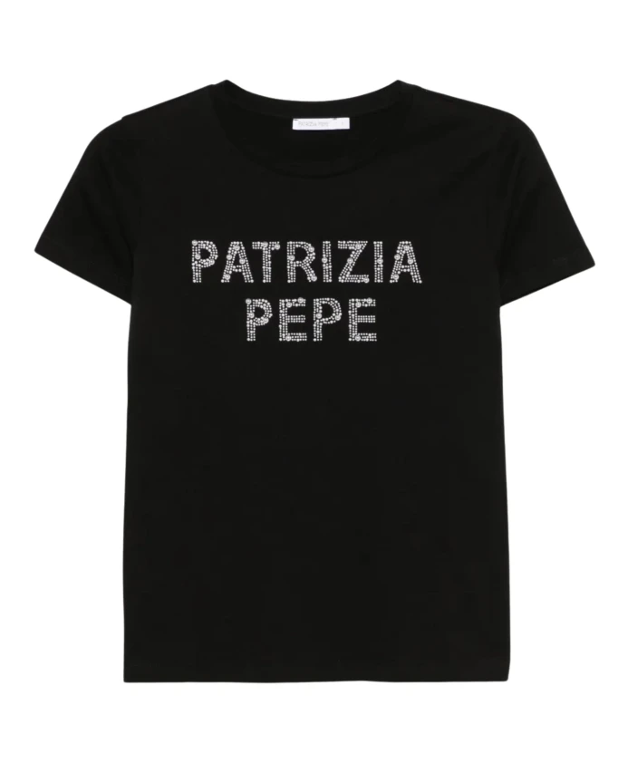 

Черный пуловер с круглым вырезом и декоративным значком Patrizia Pepe, черный