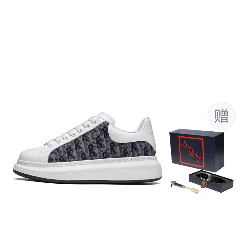 

ROBERTA DI CAMERINO Антискользящие и износостойкие низкие скейтерские кроссовки для мужчин с эффектом увеличения роста, серо-белые (Комплекты одежды с поясной коробкой)