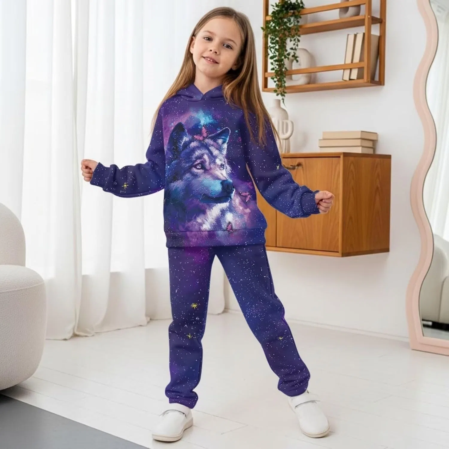 Детский спортивный костюм Galaxy Wolf Printed, толстовка и штаны — фото 3