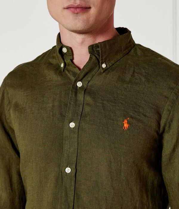 Льняная рубашка Slim fit Polo Ralph Lauren, серый — фото 4