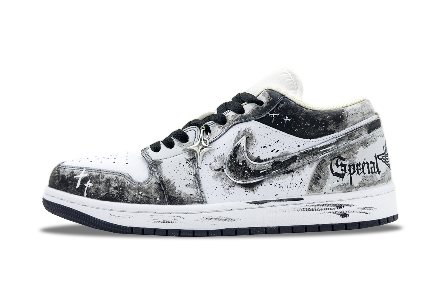 

Jordan Кроссовки Air 1 Funi Meteor Ink устойчивые к истиранию низкие винтажные баскетбольные мужские Black White