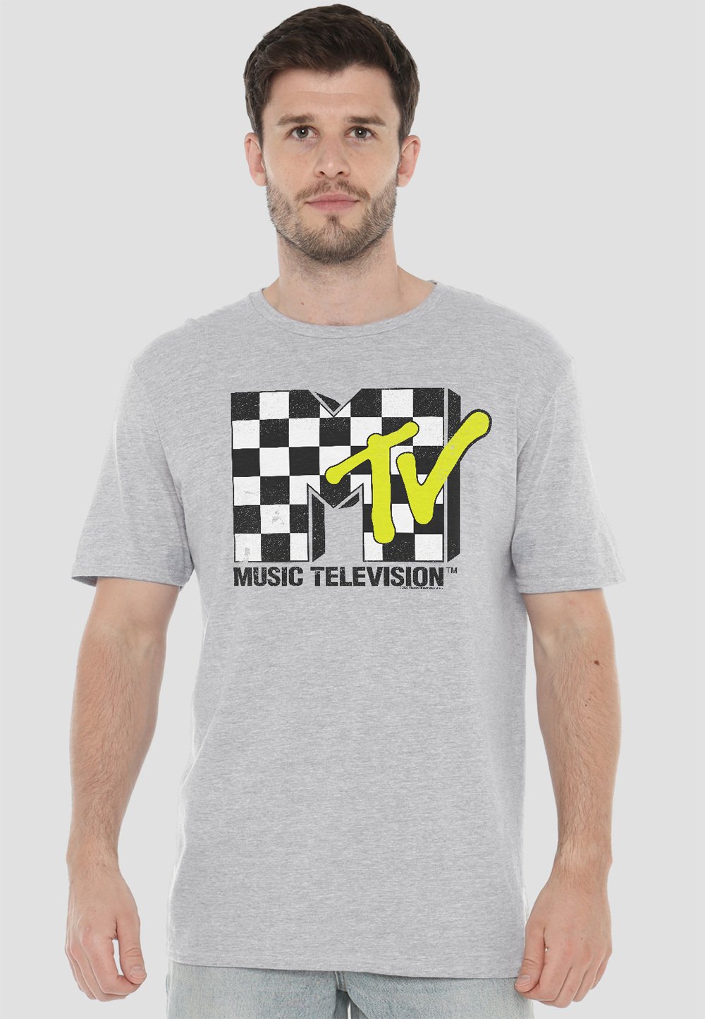 

Футболка с принтом MTV CHECKER BOARD LOGO Cotton Soul, серый