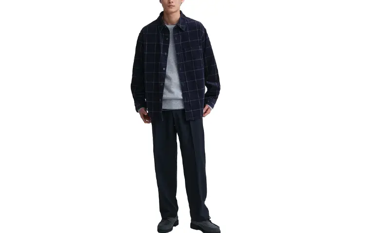 

Рубашка унисекс темно-синяя Uniqlo, темно-синий