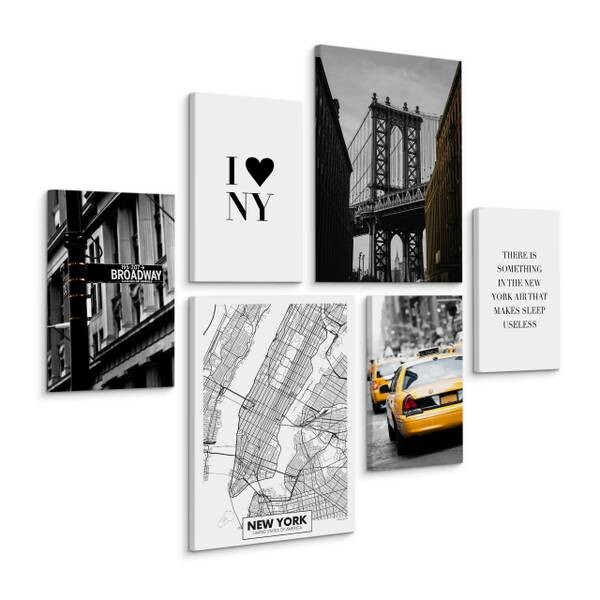 

Картины на холсте Muralo Set New York Zitat Taxi цвет schwarz/grau/weiß/gelb
