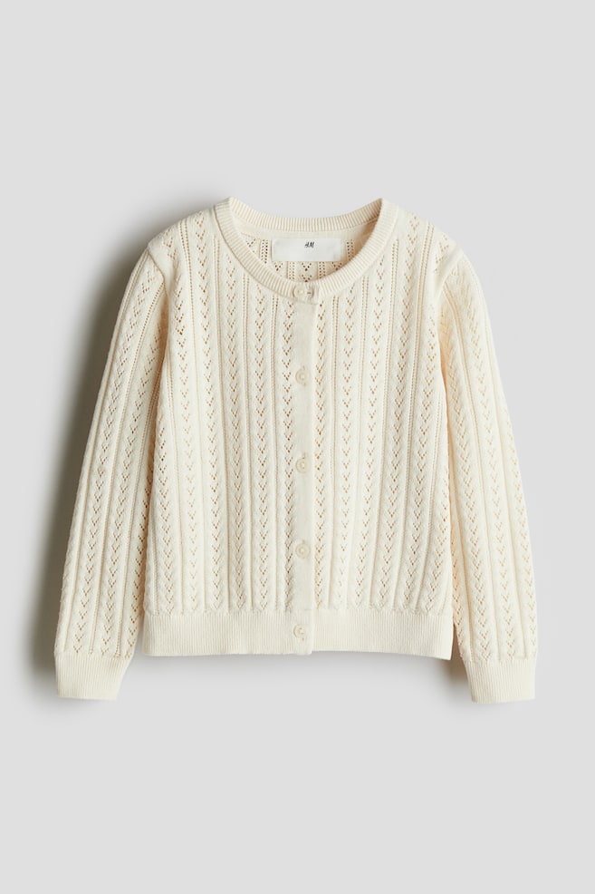 

Хлопковый кардиган ажурной вязки H&M, бежевый