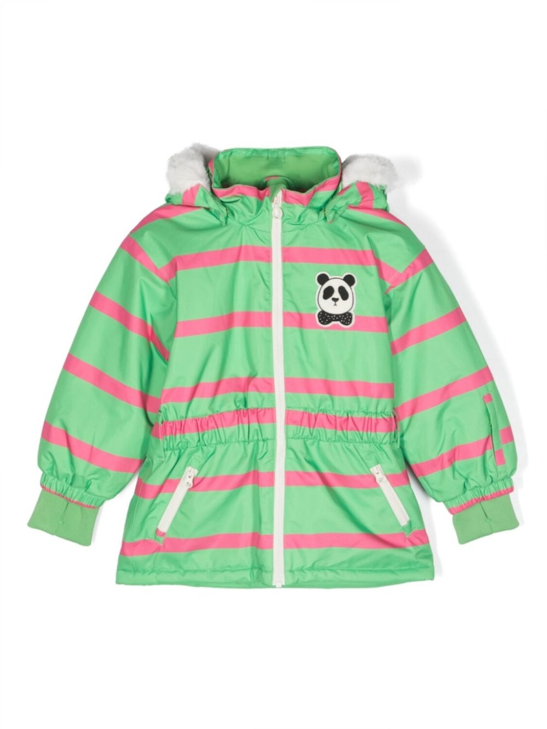 

Mini Rodini куртка в полоску с нашивкой Panda, зеленый