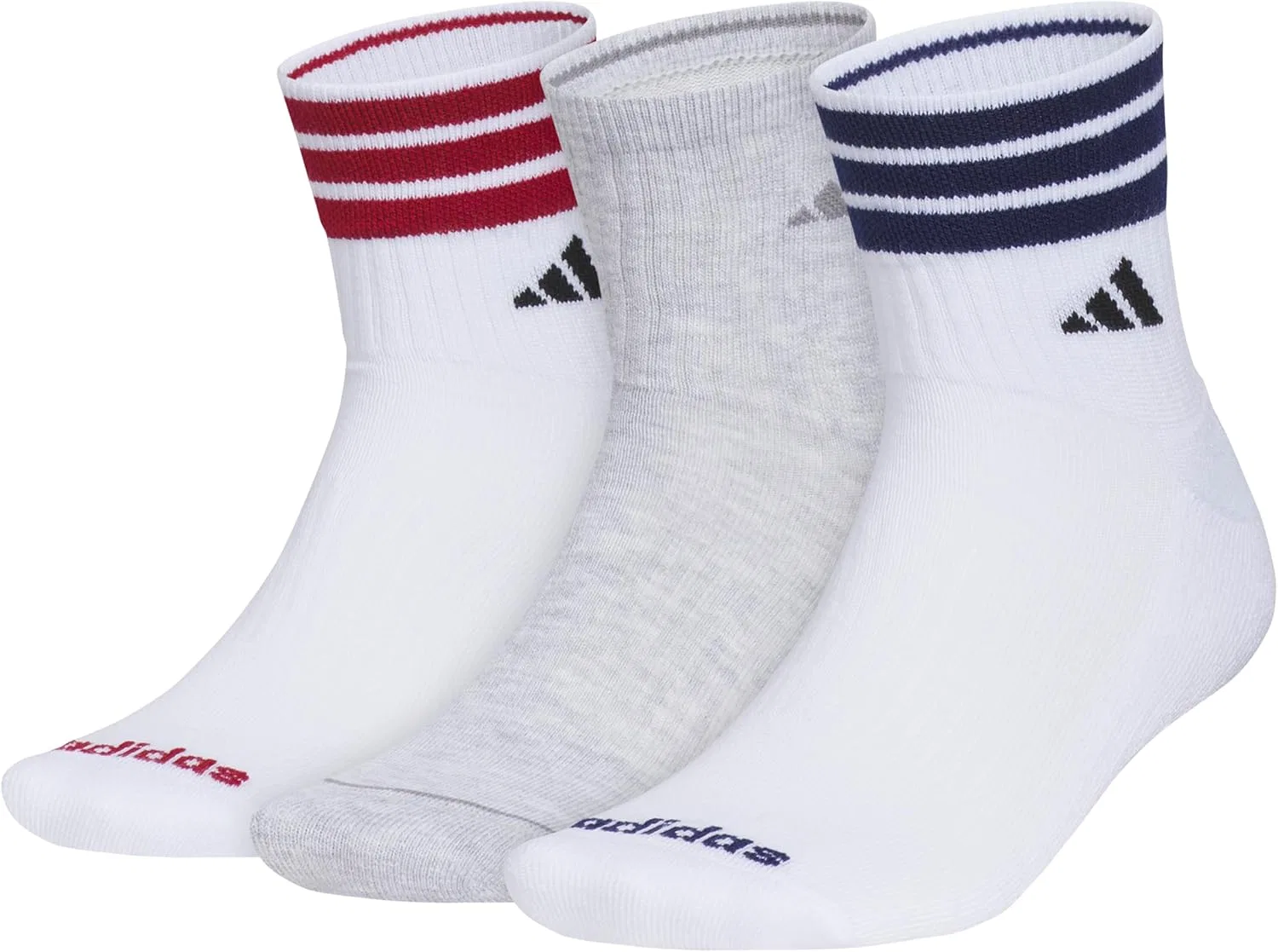 Носки adidas с амортизацией, 3 пары, White/Active Maroon/Dark Blue/3-stripe/4