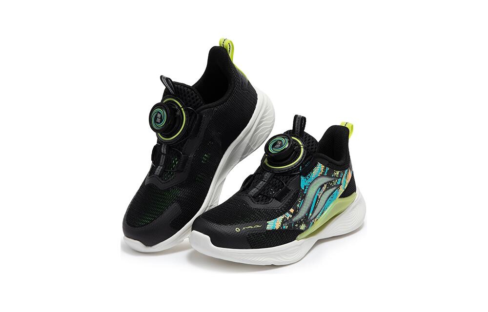 Кроссовки детские Qing Feng 5.0 PS Low-top черные/зеленые Xtep, черный/зеленый — фото 3