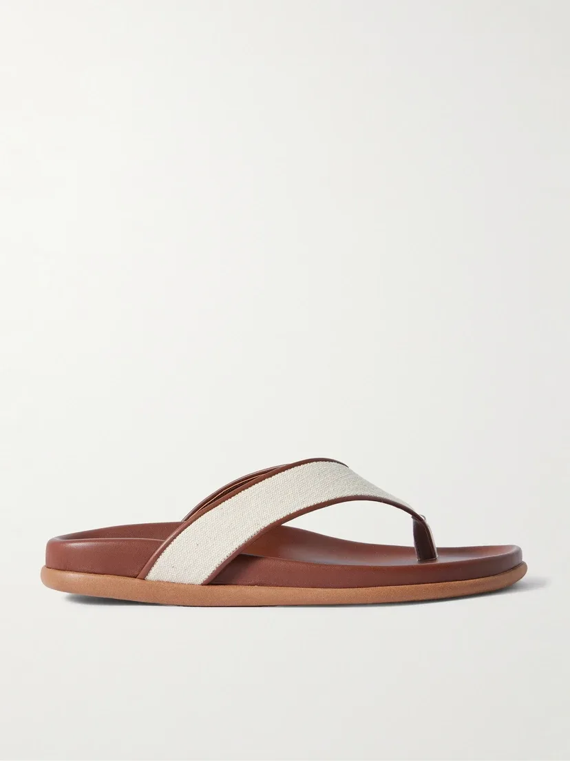 Вьетнамки Charys из полотна с кожаной отделкой Ancient Greek Sandals, коричневый