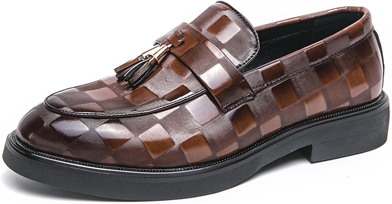 

Мужские лоферы Классические деловые повседневные формальные кожаные туфли на липучке Нескользящие удобные офисные свадебные туфли для формы Generic, коричневый