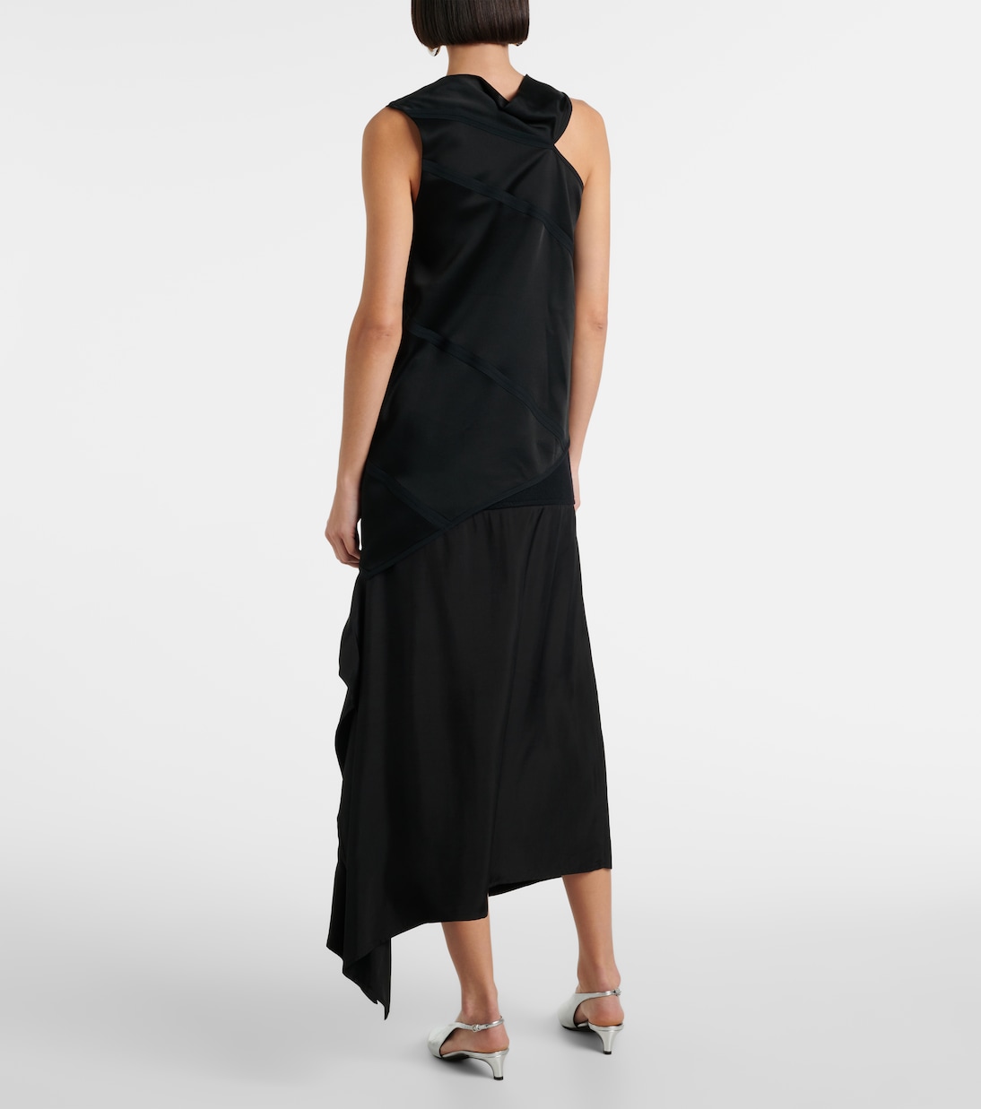 Асимметричный атласный топ Jil Sander, черный — фото 3