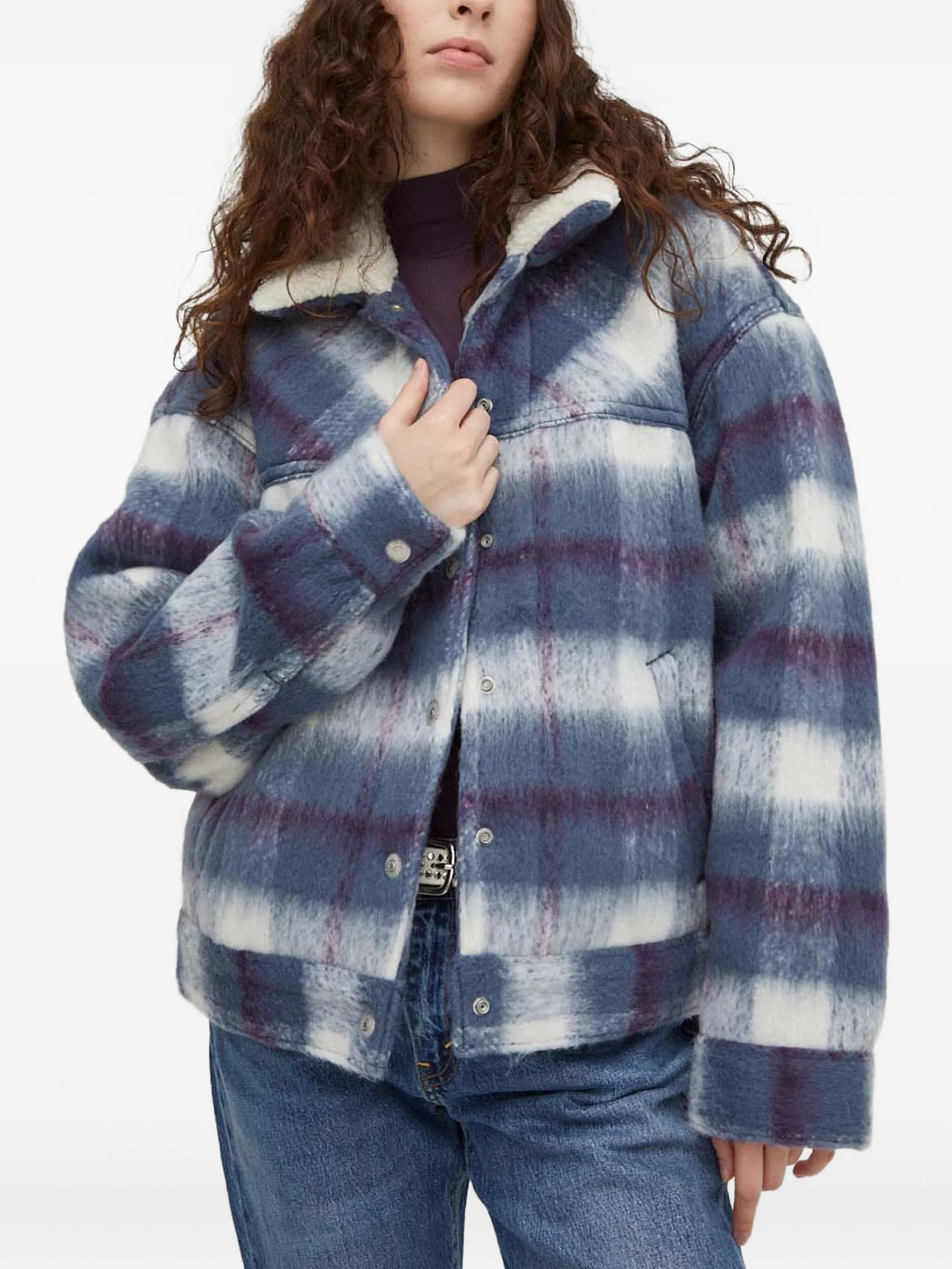 

Клетчатая куртка с воротником из шерпы Levi'S, синий