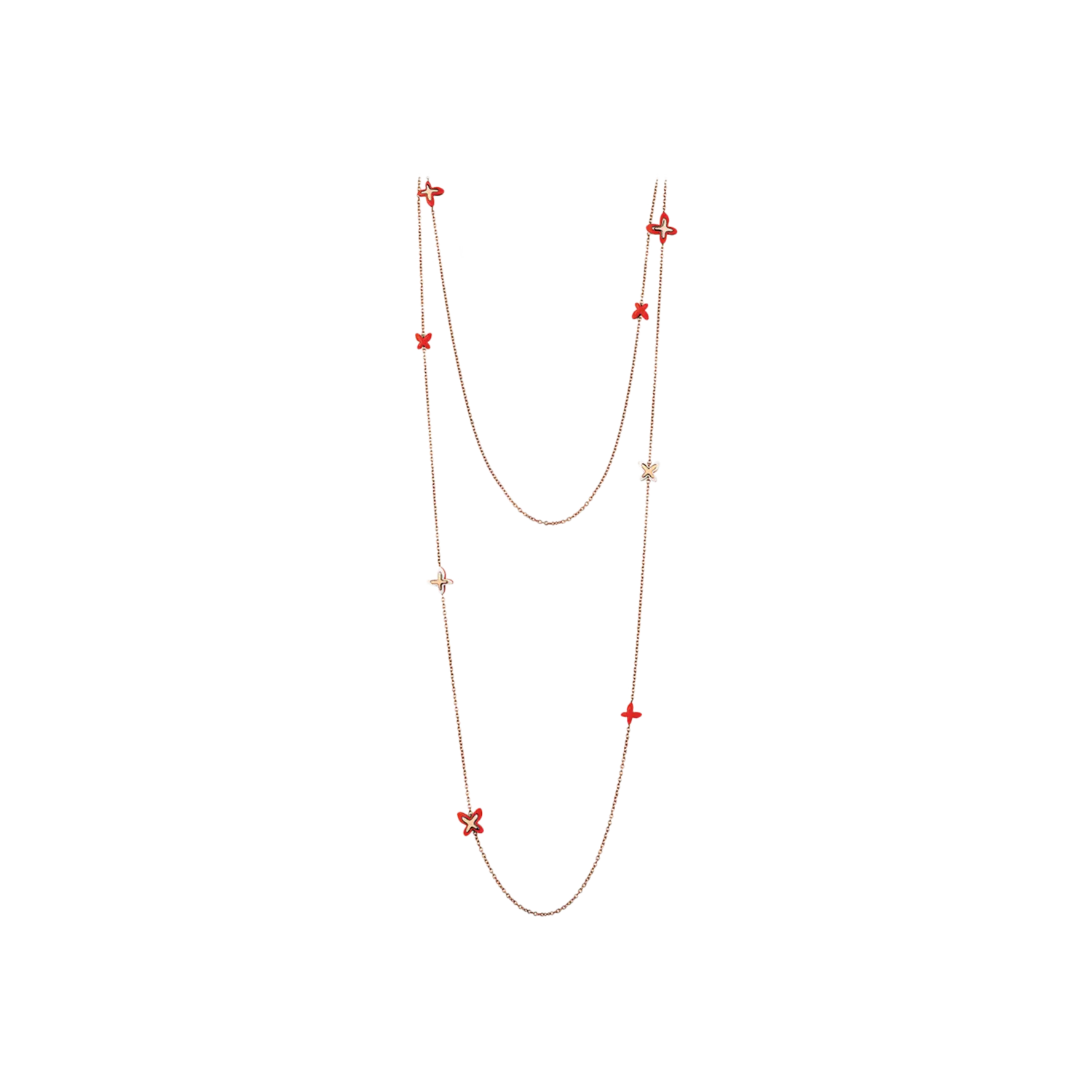 

Длинное колье freevola из желтого золота с кораллами и бирюзой Mimi