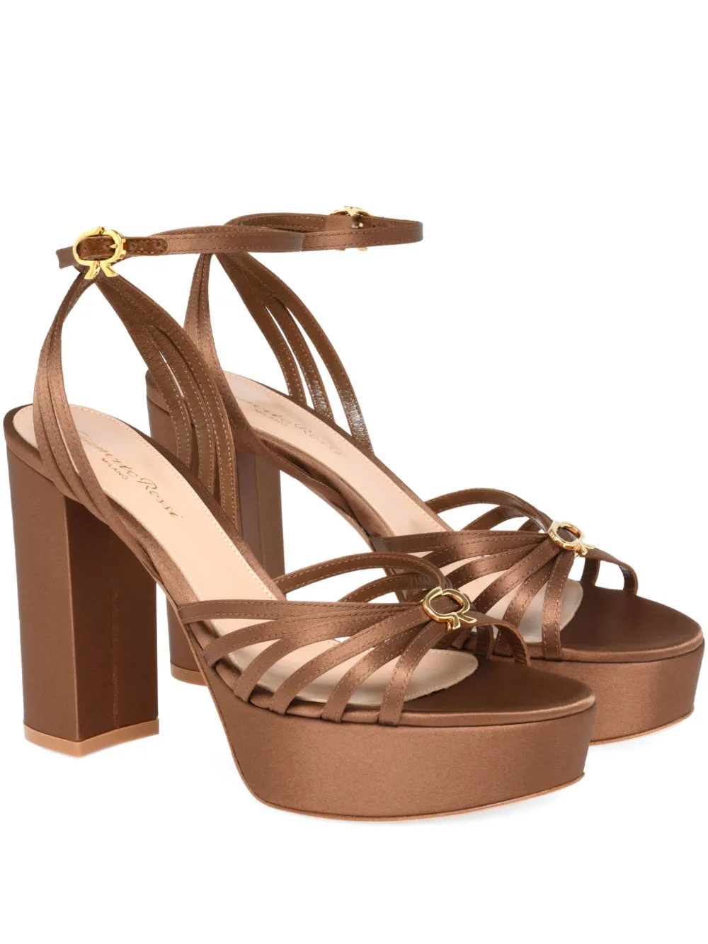 Босоножки на блочном каблуке Gianvito Rossi, коричневый