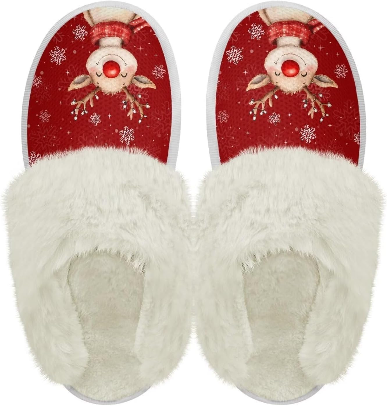 

Хлопковые тапочки с пушистыми краями, домашние тапочки для дома и улицы, хлопковые тапочки унисекс Pjheqoxe, Christmas Elk