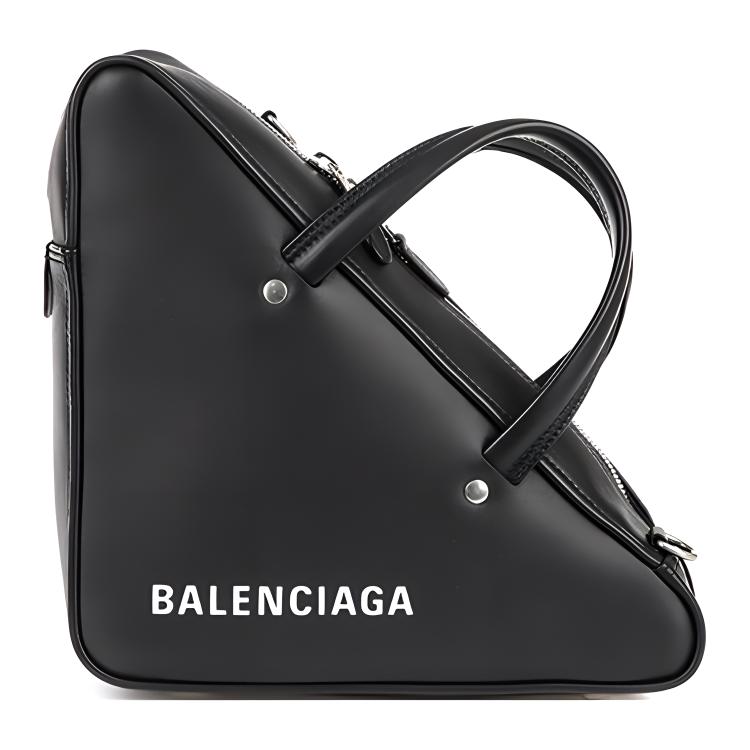 

Balenciaga Кожаная треугольная сумка через плечо женская черная