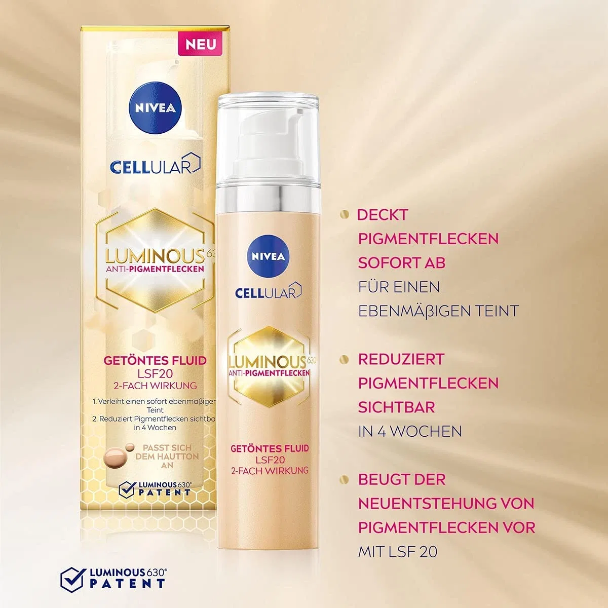Тонирующий флюид «Cellular Luminous 630 Anti-Pigment Spots» с SPF 20 от NIVEA Nivea — фото 3