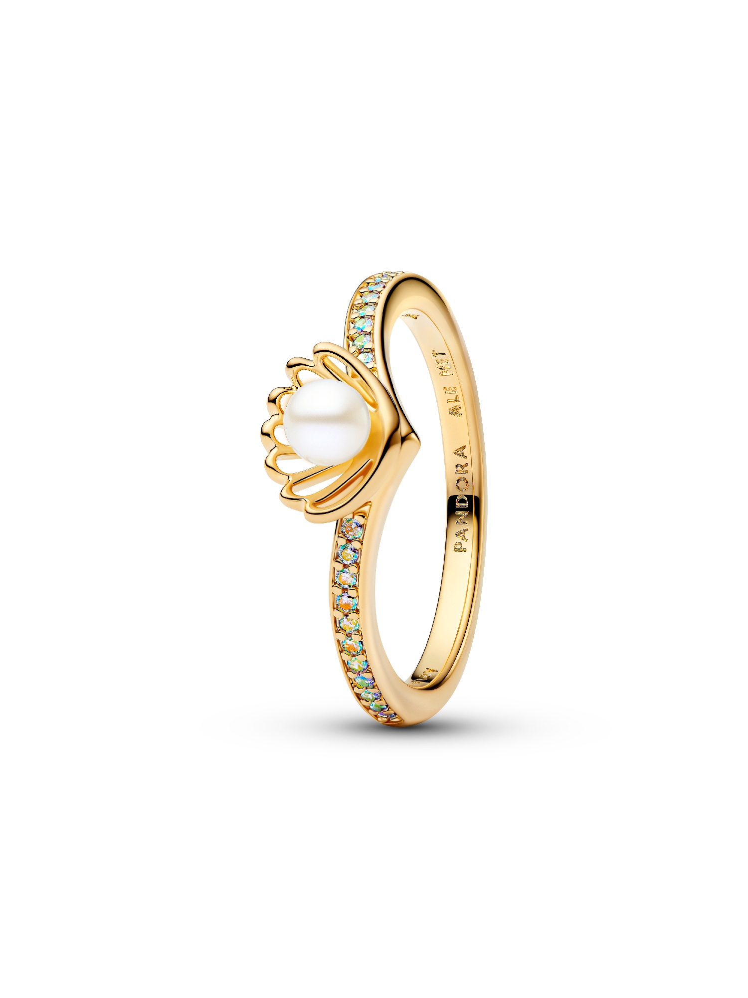 

Кольцо с культивированным пресноводным жемчугом Disney Princess Ariel Pandora, 14-каратное золотое покрытие