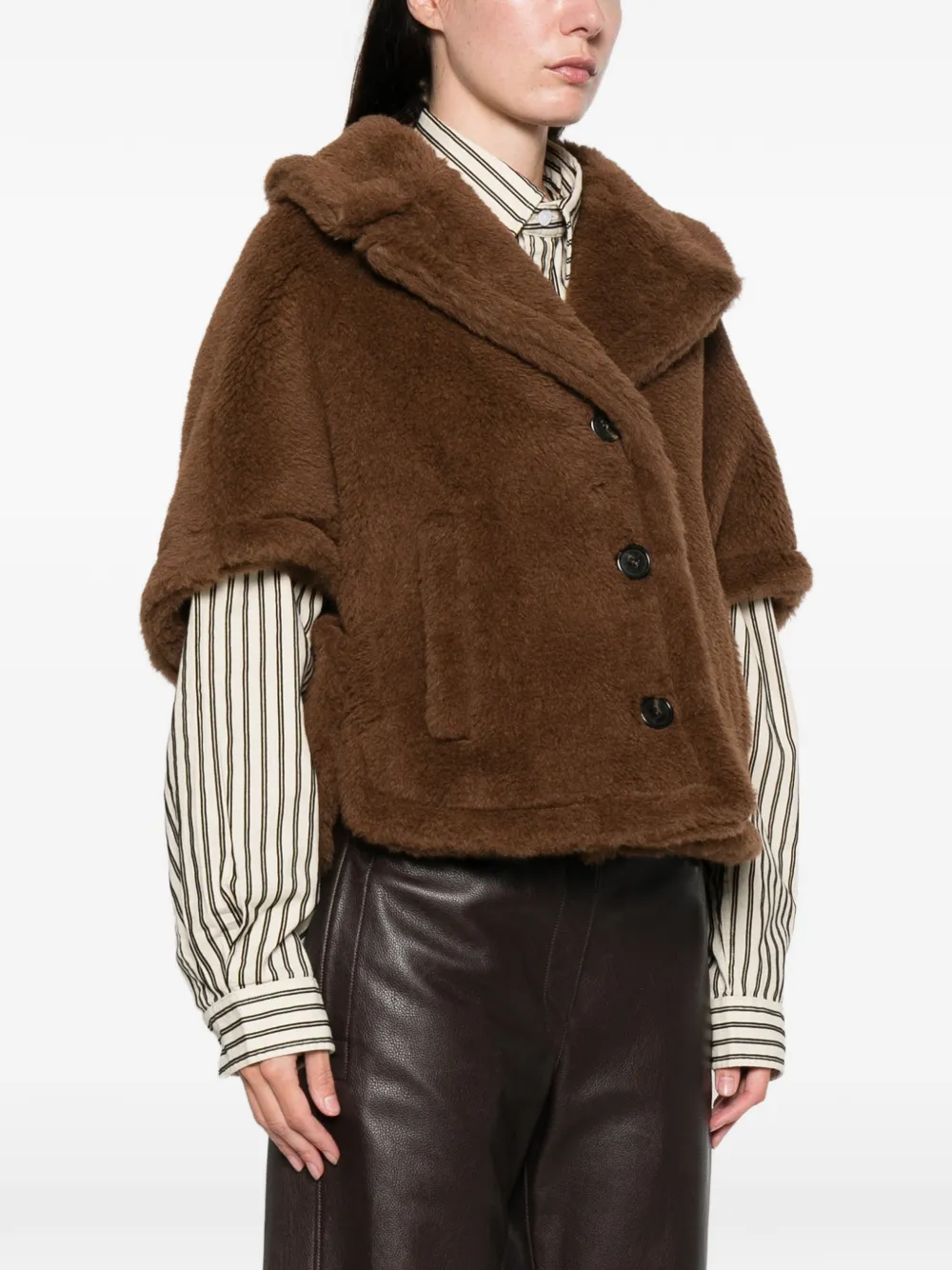 Куртка на пуговицах из плюшевого материала Max Mara, коричневый — фото 3