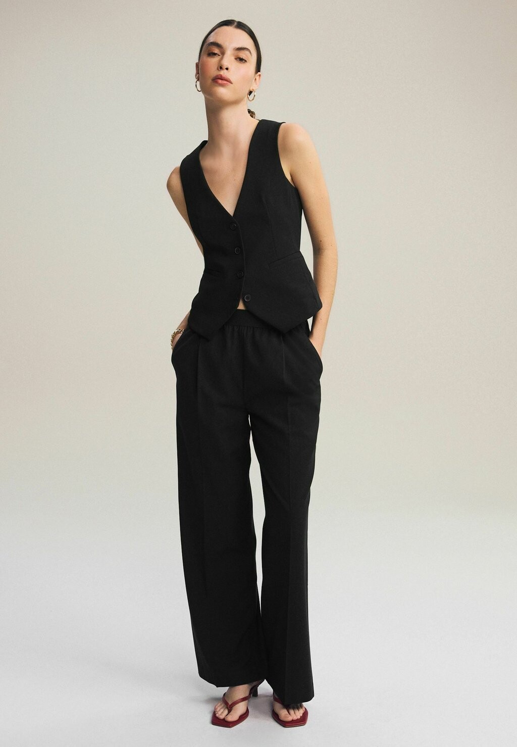 Брюки ELASTICATED BACK WIDE LEG  Next, черный — фото 3