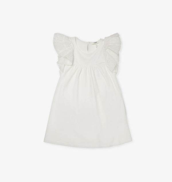 

Платье из хлопка с оборкой на рукавах, вышивка англез, 4-12 лет Chloe, белый